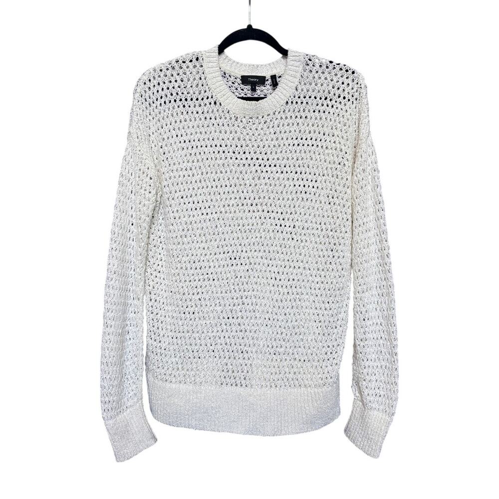 Theory Karenia Sughero Open Knit Sweater Cotton Blend Relaxed